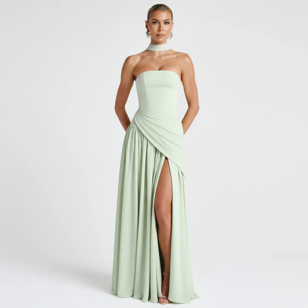 Nathalie | Damen Maxikleid Korsettstil Schaldetail Hoher Schlitz – Korsett Maxi 2026 - Image 23