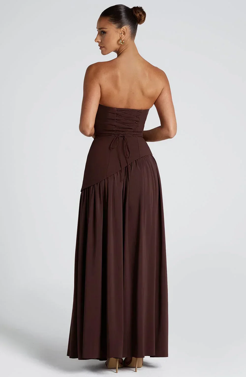 Nathalie | Damen Maxikleid Korsettstil Schaldetail Hoher Schlitz – Korsett Maxi 2026 - Image 3