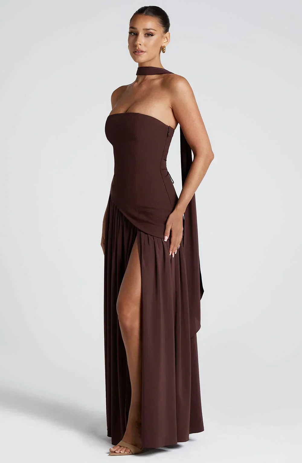 Nathalie | Damen Maxikleid Korsettstil Schaldetail Hoher Schlitz – Korsett Maxi 2026 - Image 5