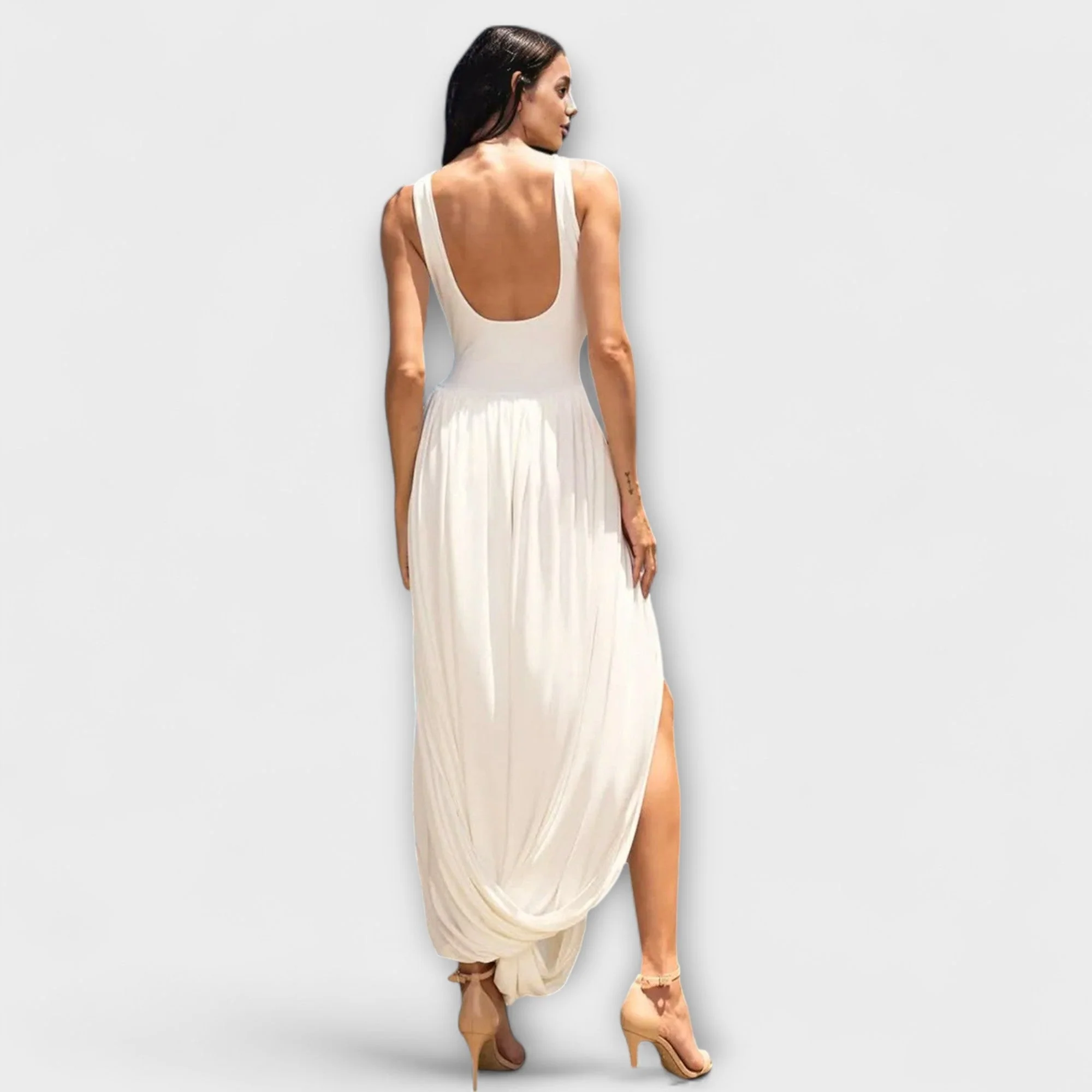 Maxikleid mit drapiertem Oberteil, skulpturalem Rock und seitlichem Schlitz - Image 2