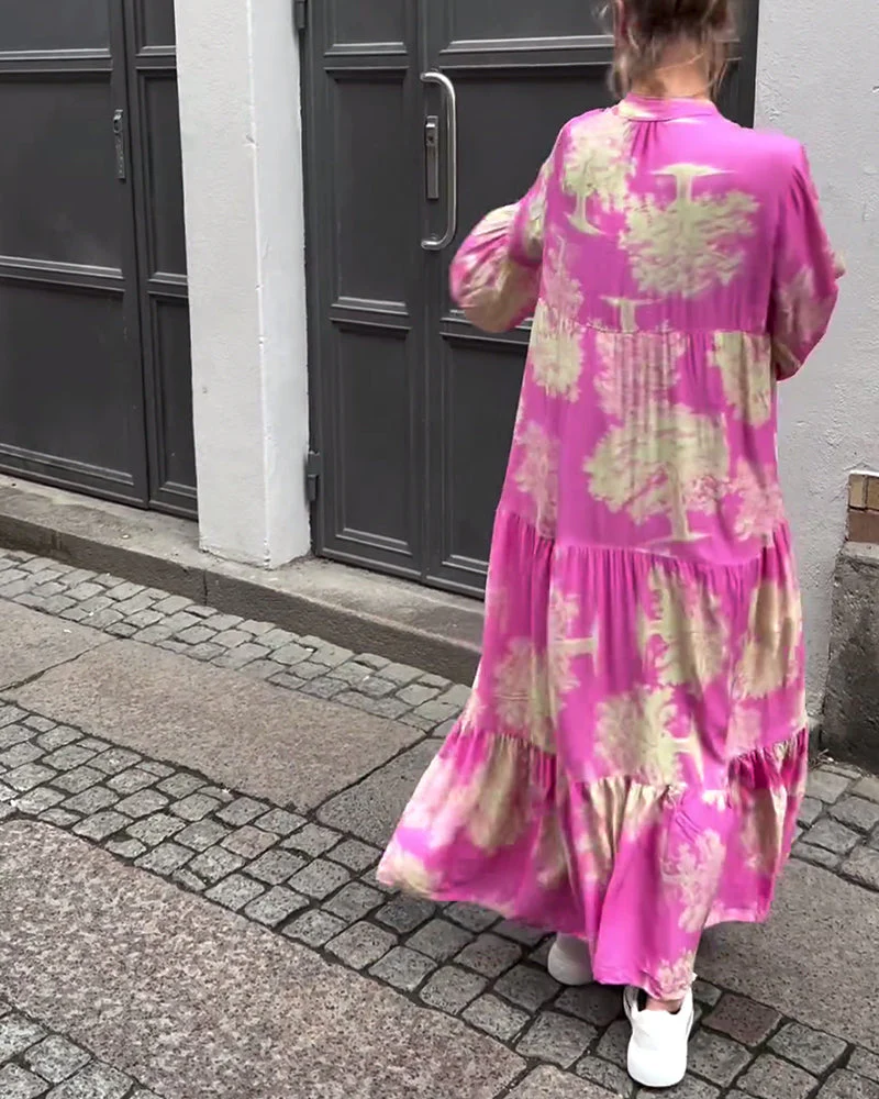 Maxikleid mit Print, Volantärmeln & Stehkragen – Stilvoll & Luftig - Image 8