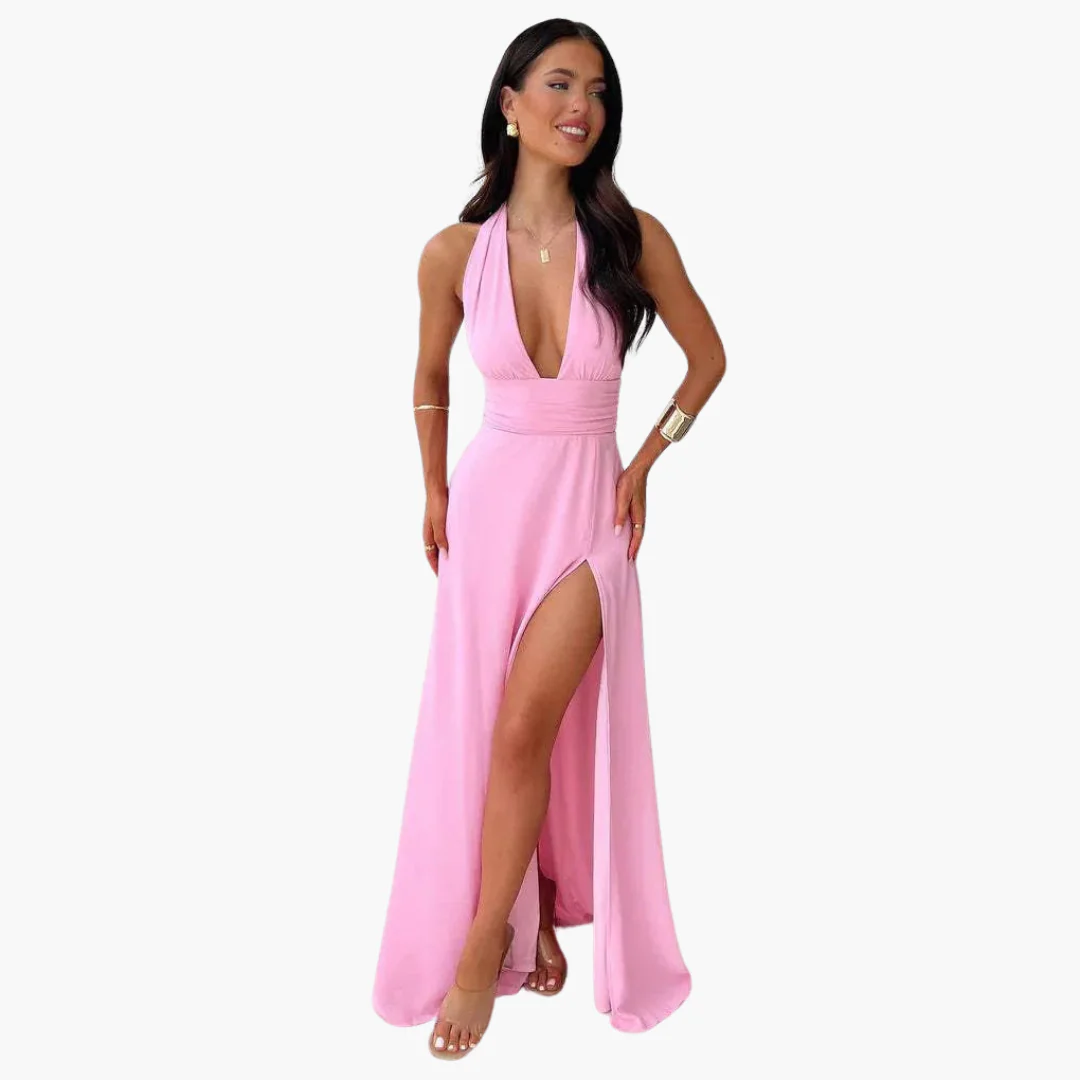 Maxikleid mit Schlitz & Neckholder - Damen Abendmode - Image 4