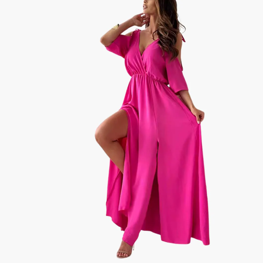 Maxikleid mit V-Ausschnitt und Schlitz – Damen Abendmode - Image 3