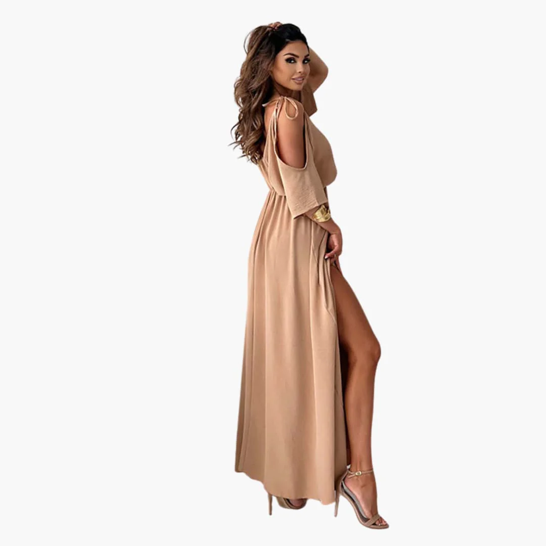 Maxikleid mit V-Ausschnitt und Schlitz – Damen Abendmode - Image 4
