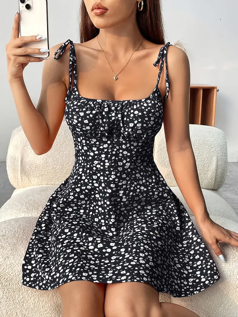 Maxine – Minikleid mit Blumenmuster und Bindebändern - Image 3