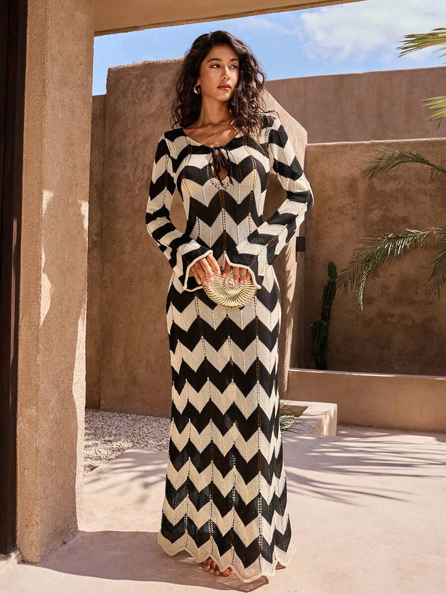 Maya | Strick Maxikleid mit Schnürung - Image 6