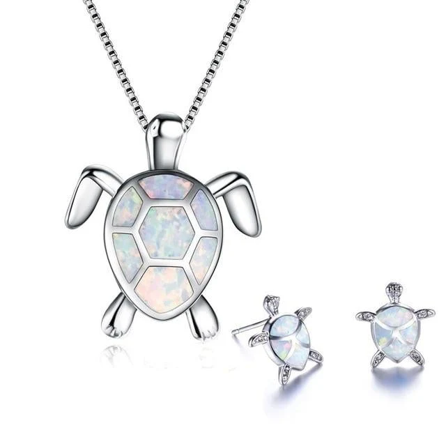 Meeresschildkröte Halskette + Ohrringe Set aus Opal und Silber - Image 7