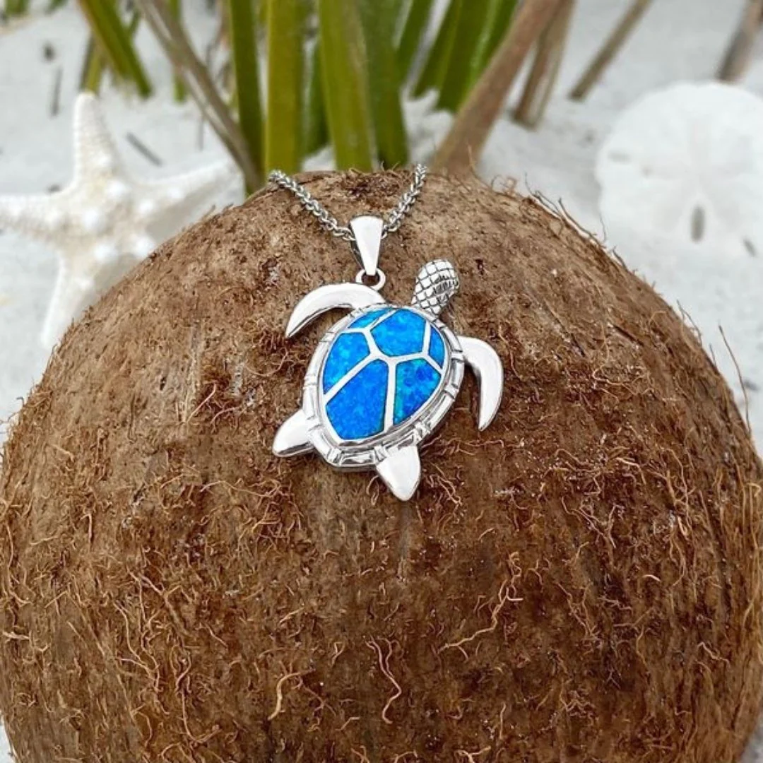 Meeresschildkröten-Halskette aus blauem Opal - Image 2