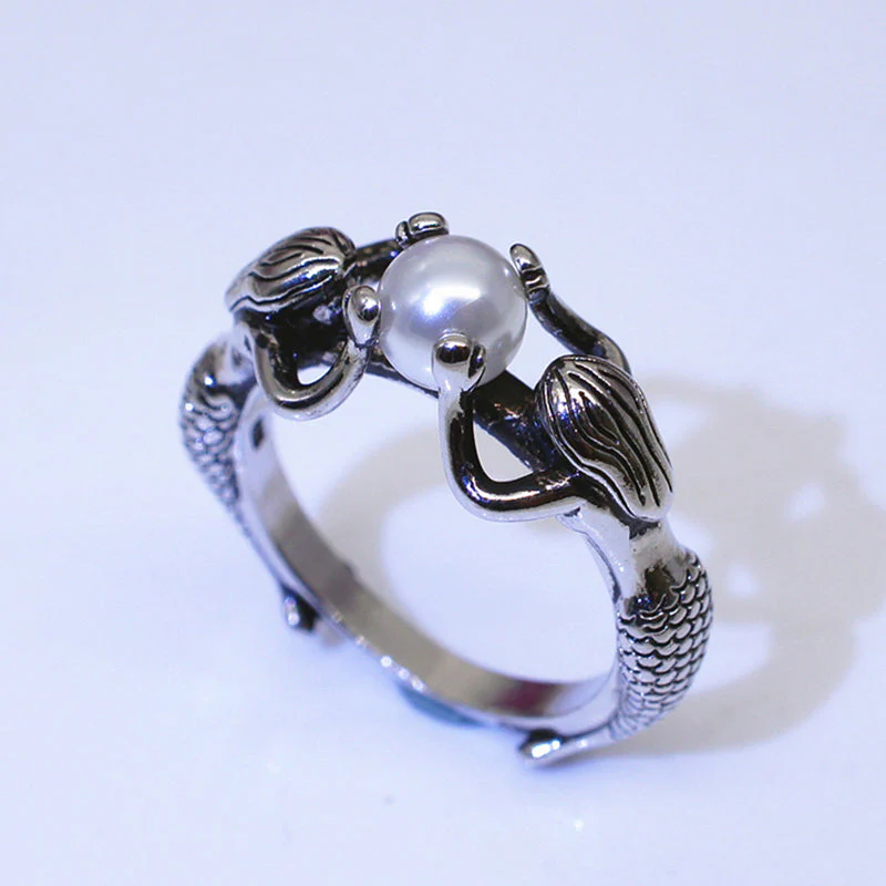 Meerjungfrau Ring mit Perlen in Silber - Image 2