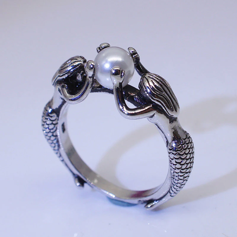 Meerjungfrau Ring mit Perlen in Silber - Image 3