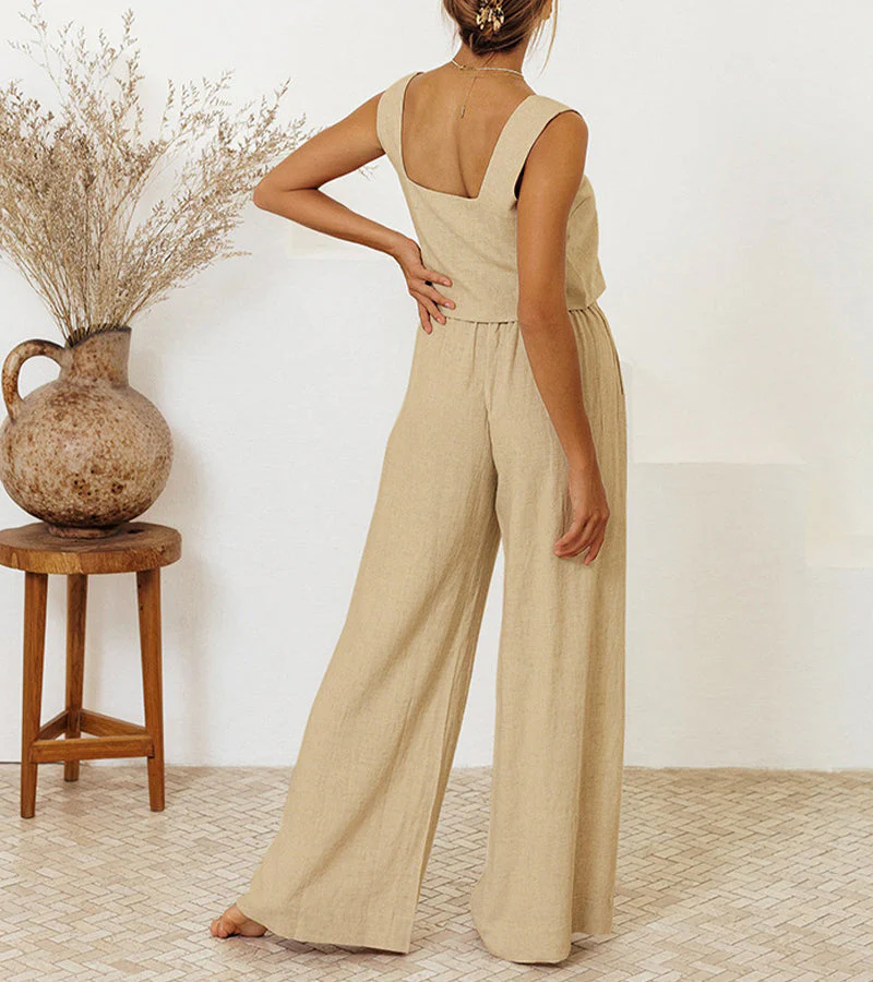 Megan™ | Minimalist Top and Wide-Leg Pants Set - Image 2