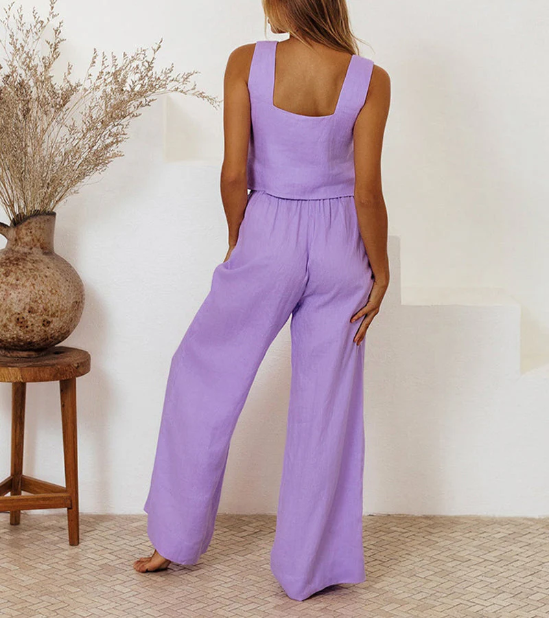 Megan™ | Minimalist Top and Wide-Leg Pants Set - Image 4