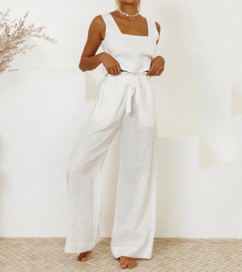 Megan™ | Minimalist Top and Wide-Leg Pants Set - Image 6