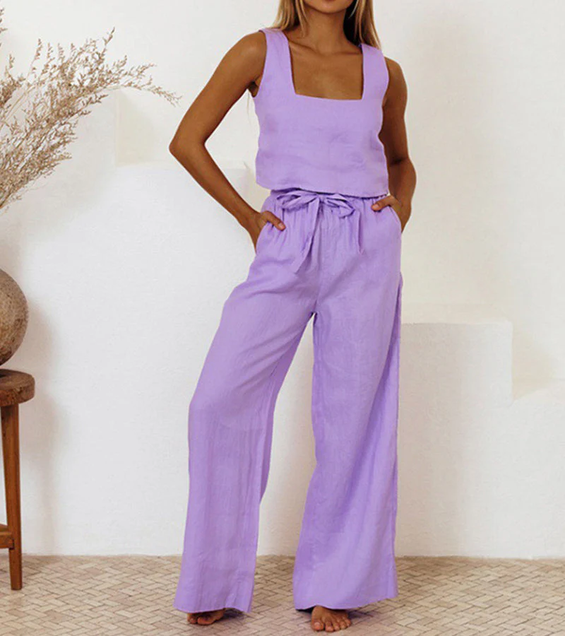 Megan™ | Minimalist Top and Wide-Leg Pants Set - Image 7