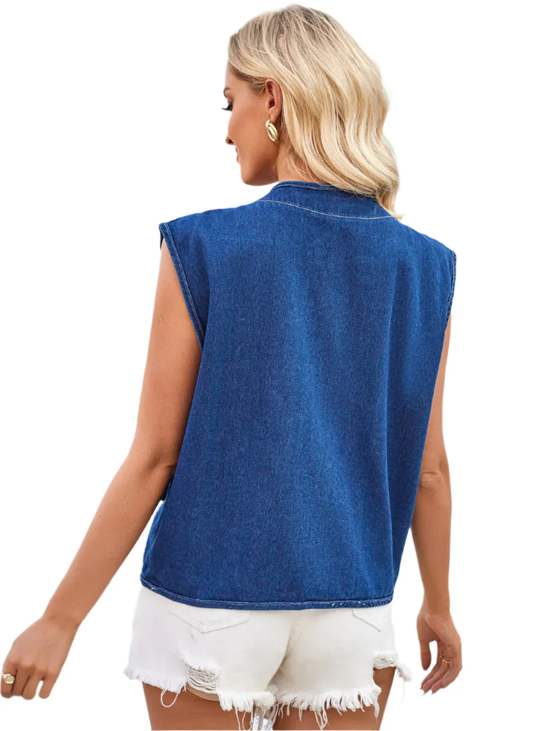 Meilani – Stilvolle ärmellose Jeansweste mit Knopfleiste - Image 2