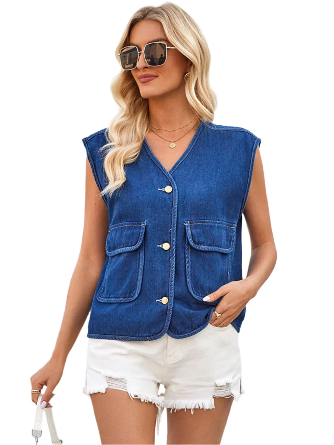 Meilani – Stilvolle ärmellose Jeansweste mit Knopfleiste - Image 6