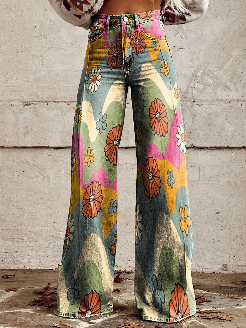 Mekhila – Weite Jeans mit Boho-Vintage-Print - Image 4