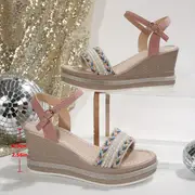 Melanie - Elegante Plateausandalen für Frauen mit perlenbesetztem Knöchelriemen - Image 5