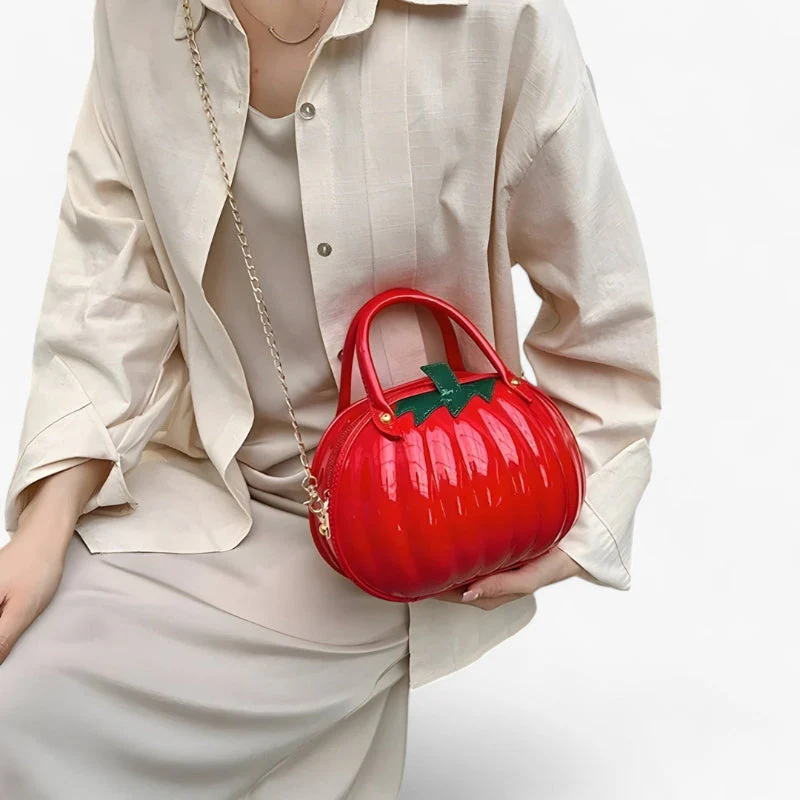 Melanie – Kürbisförmige Handtasche mit verstellbarem Riemen - Image 2
