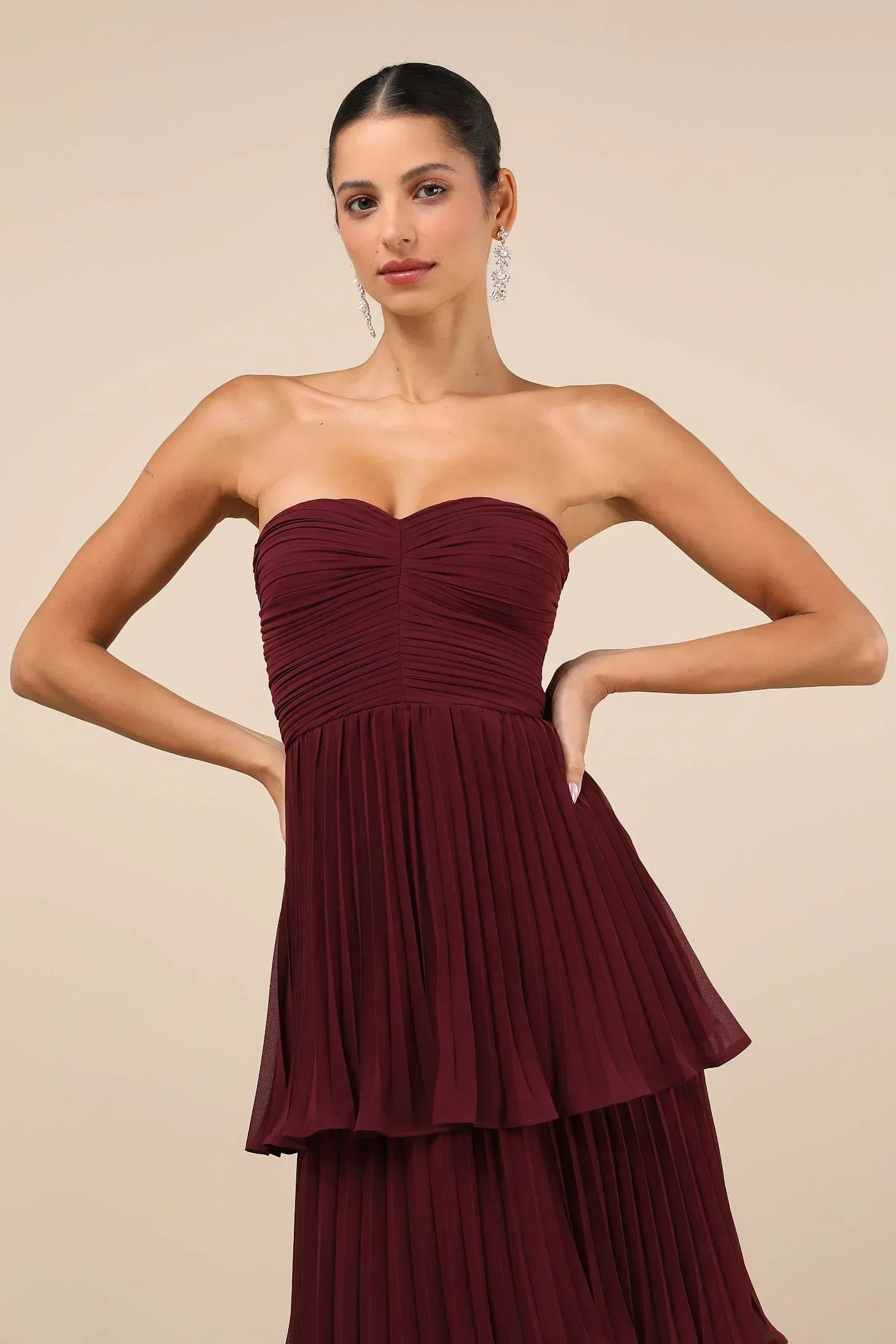 Melia | Trägerloses langes Kleid mit Rüschen - Image 2