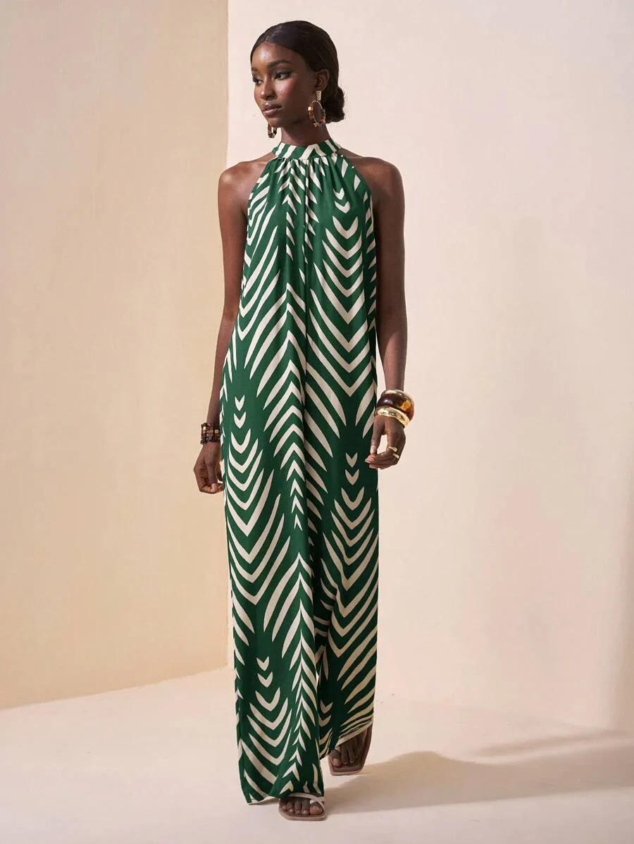 Melina – Neckholder Jumpsuit Damen Gestreift Weit Für Sommer - Image 3