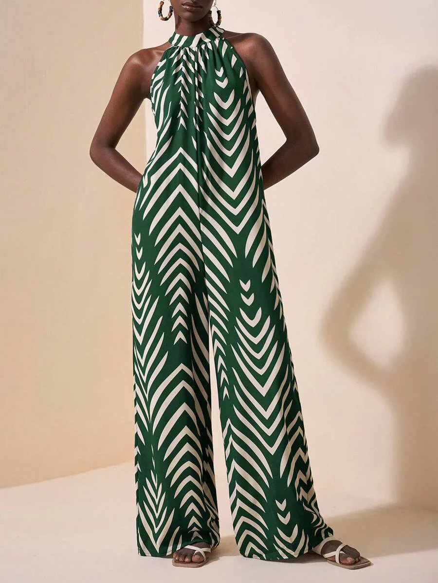 Melina – Neckholder Jumpsuit Damen Gestreift Weit Für Sommer - Image 4
