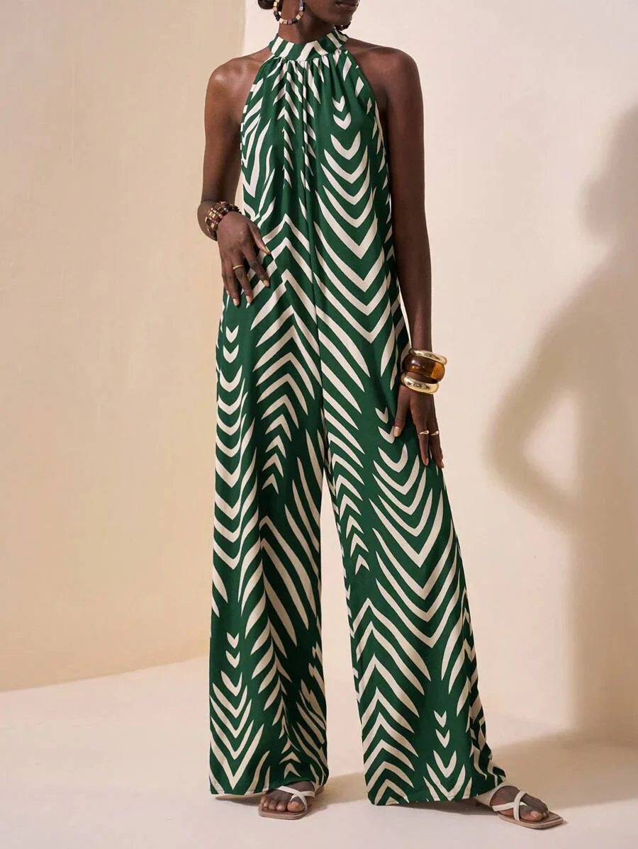 Melina – Neckholder Jumpsuit Damen Gestreift Weit Für Sommer - Image 5