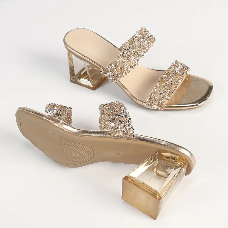 Melisette – Sandalen mit transparentem Blockabsatz und Glitzerriemen - Image 6