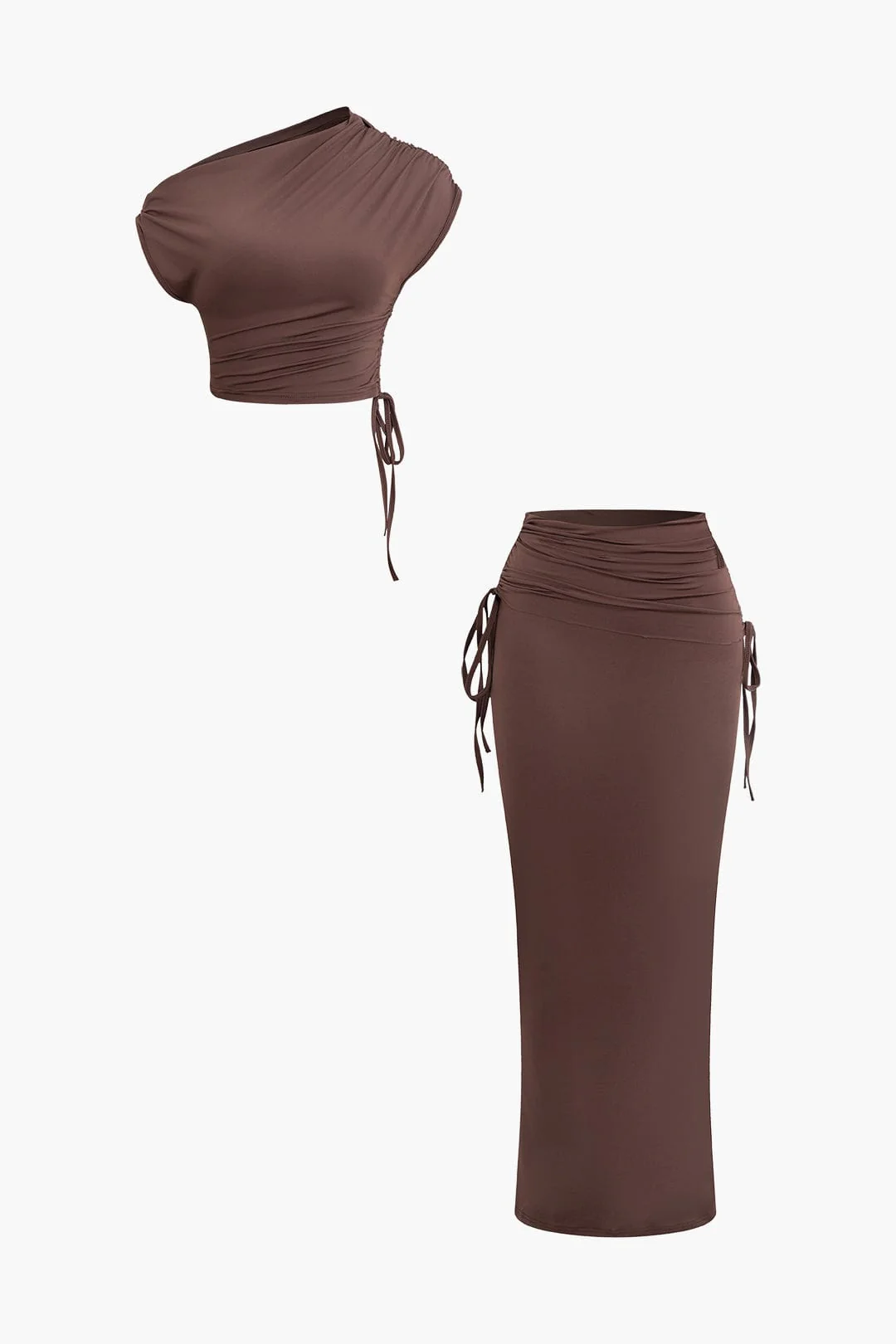 Melody | Asymmetrisches Zweiteiler-Set mit One-Shoulder Crop-Top & Maxi-Rock - Image 16