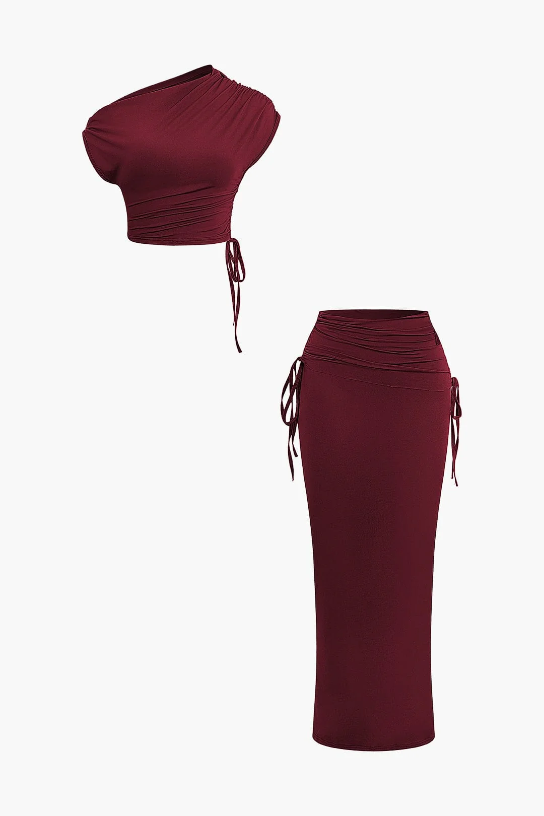 Melody | Asymmetrisches Zweiteiler-Set mit One-Shoulder Crop-Top & Maxi-Rock - Image 18