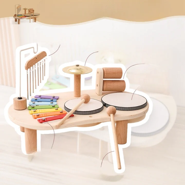MelodyPlay Holzmusikspielzeug – All-in-One Pädagogisches Instrument für Kleinkinder mit Trommeln, Xylophon & Glocken - Image 2