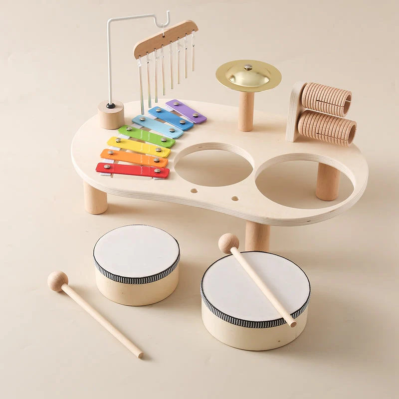 MelodyPlay Holzmusikspielzeug – All-in-One Pädagogisches Instrument für Kleinkinder mit Trommeln, Xylophon & Glocken - Image 4