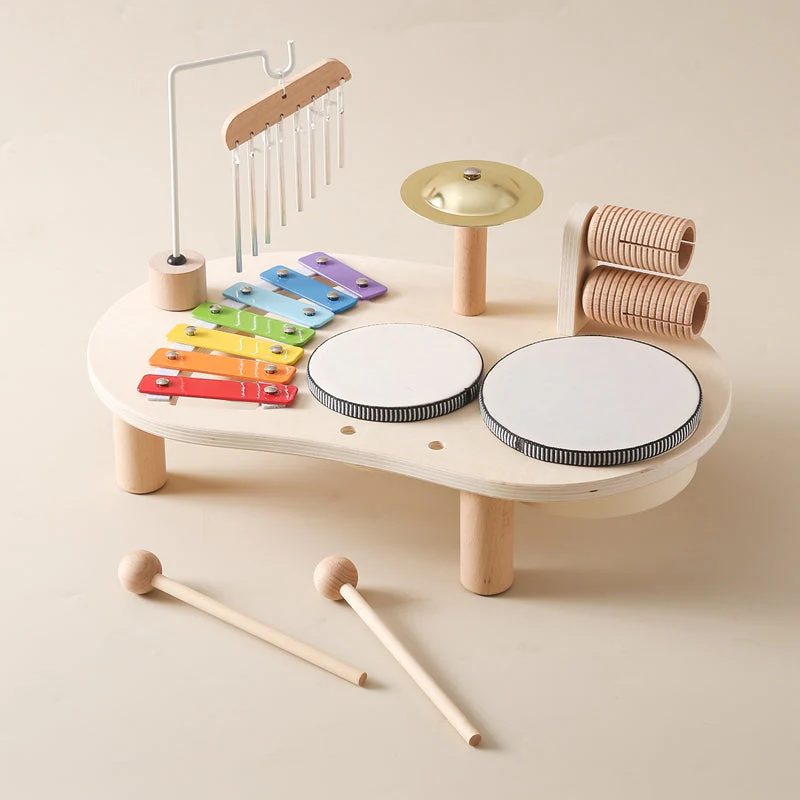 MelodyPlay Holzmusikspielzeug – All-in-One Pädagogisches Instrument für Kleinkinder mit Trommeln, Xylophon & Glocken - Image 6