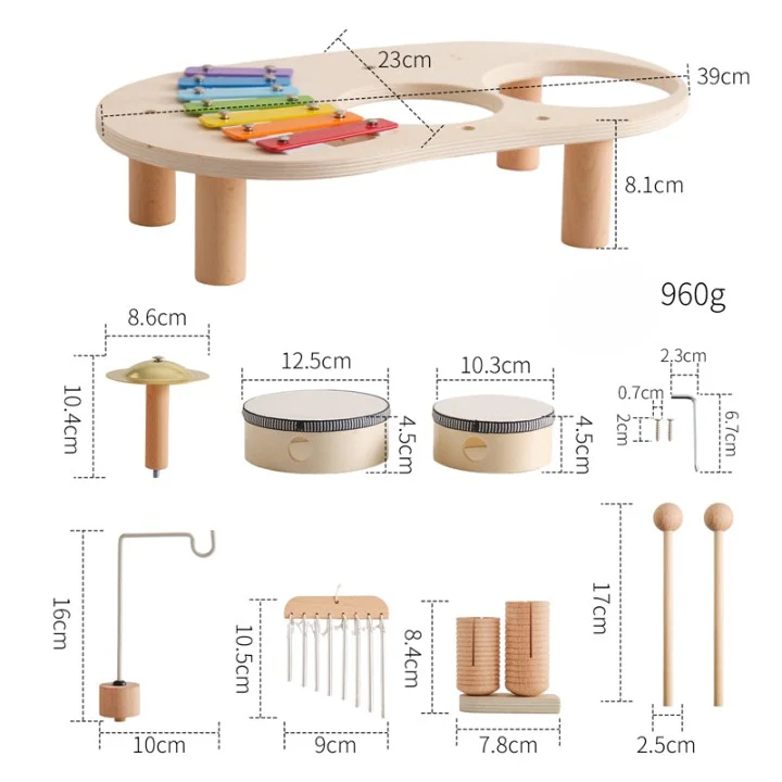 MelodyPlay Holzmusikspielzeug – All-in-One Pädagogisches Instrument für Kleinkinder mit Trommeln, Xylophon & Glocken - Image 8