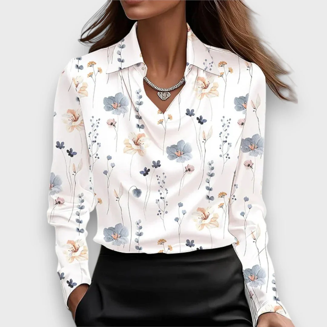 Melvine – Satiniert glänzende Bluse mit Drapierung - Image 4