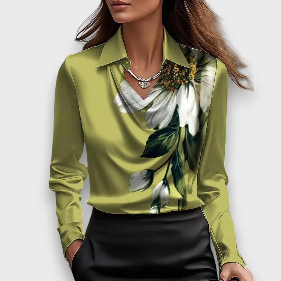 Melvine – Satiniert glänzende Bluse mit Drapierung - Image 5