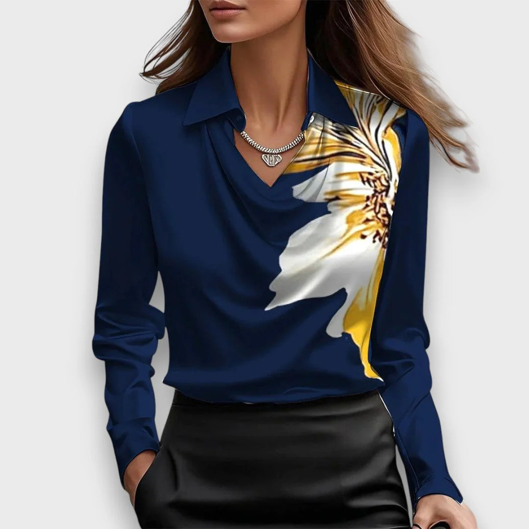 Melvine – Satiniert glänzende Bluse mit Drapierung - Image 6