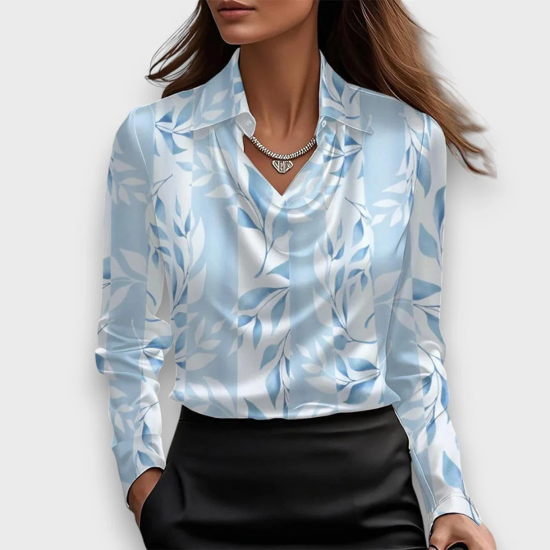 Melvine – Satiniert glänzende Bluse mit Drapierung - Image 7
