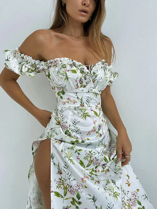 Mercy | Schulterfreies Kleid mit Blumenmuster - Image 2