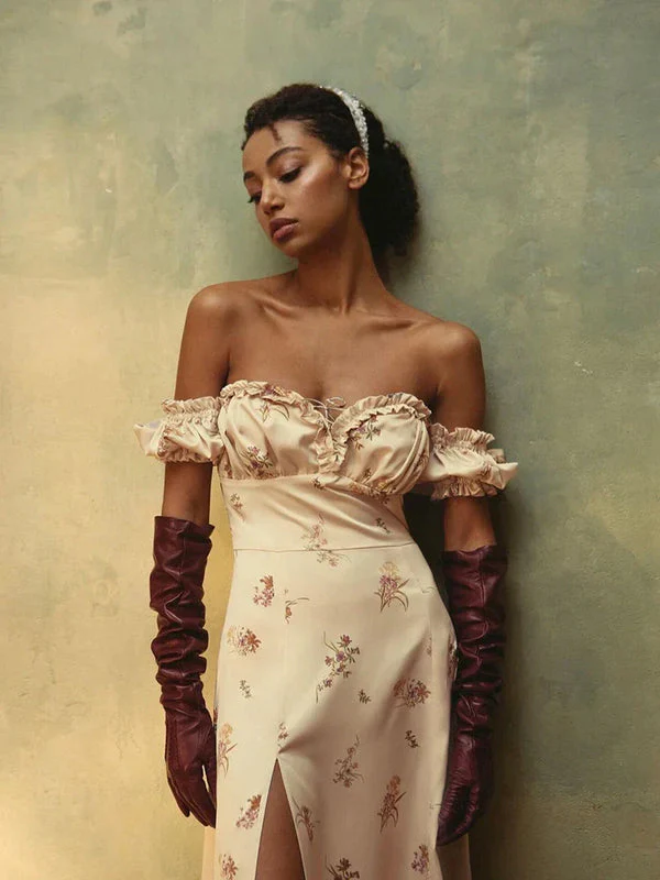 Mercy | Schulterfreies Kleid mit Blumenmuster - Image 4