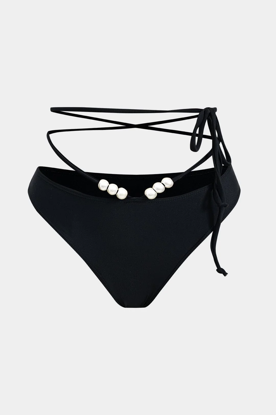 Meredith | Dreiteiliges Bikini-Set mit Wickelband-Design, Perlen-Details und transparentem Pareo - Image 3