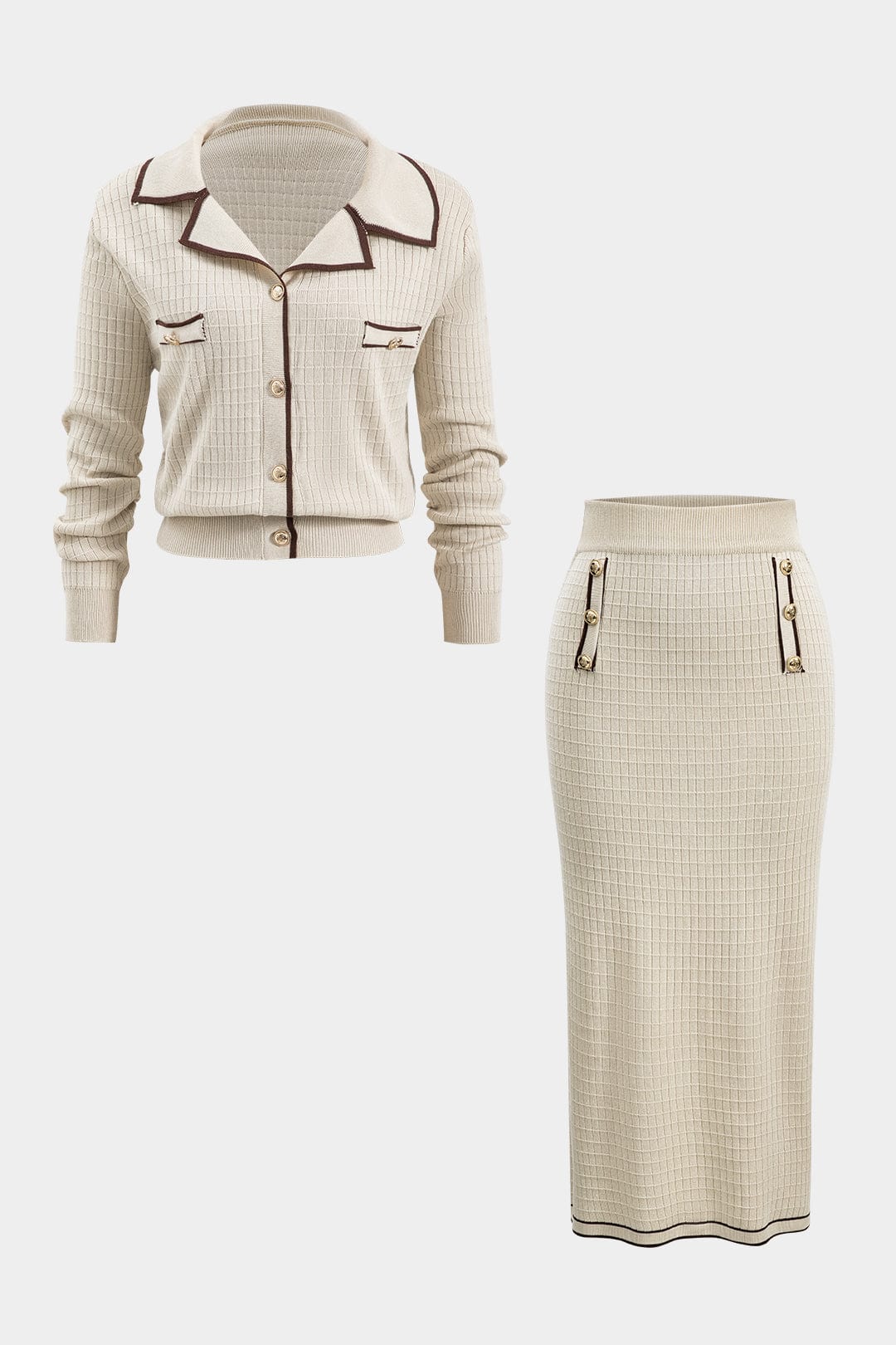 Mia | Klassisches Strick-Zweiteiler-Set mit Blazer-Cardigan & Bleistiftrock - Image 6