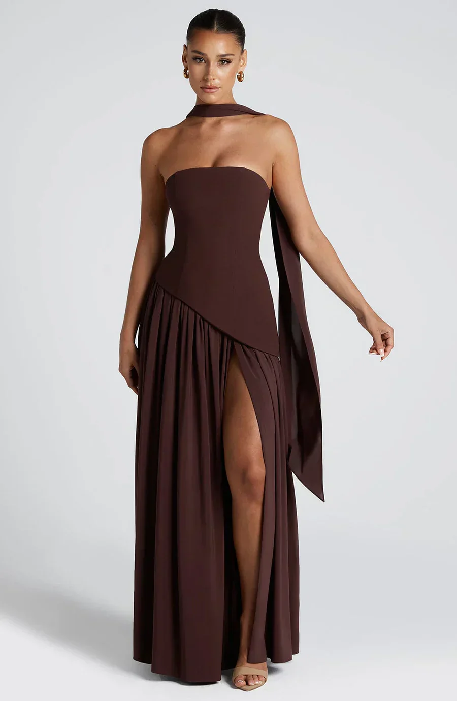 Micah | Elegantes Langes Kleid mit Schlitz - Image 9