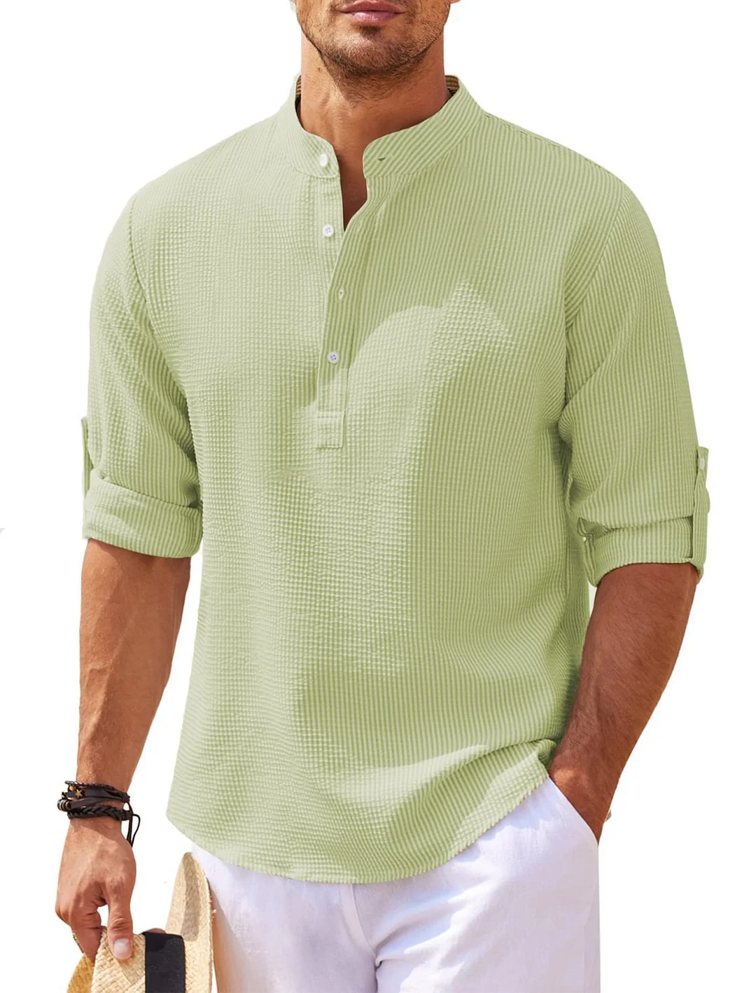 Michael - Legeres Sommerhemd ohne Kragen - Sommer-Chic - Image 2