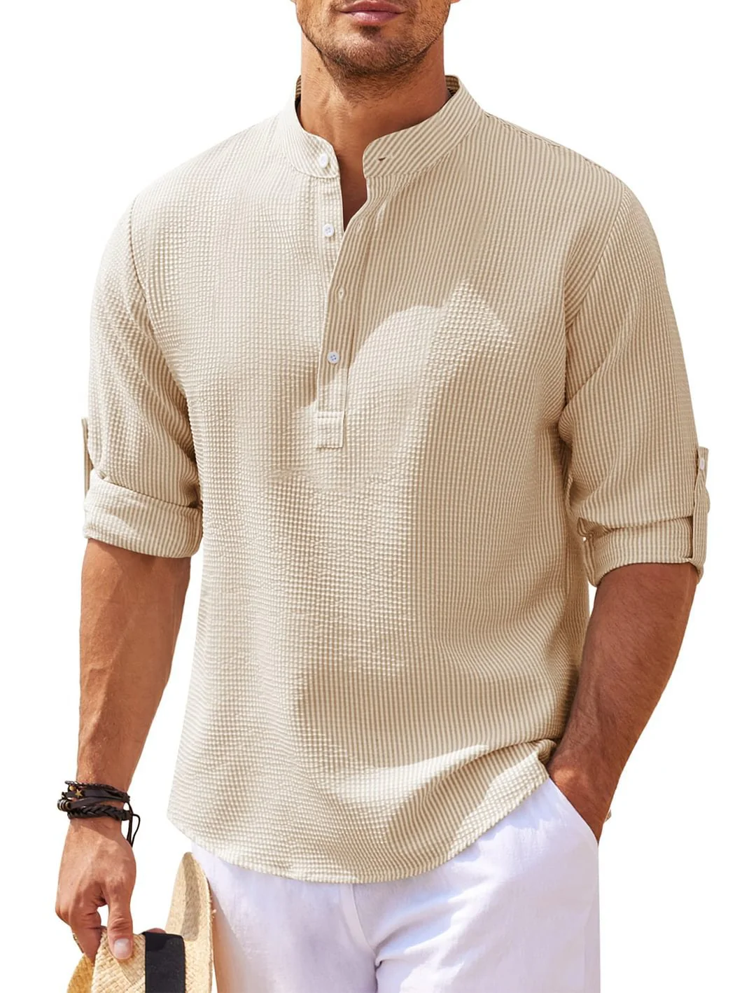 Michael - Legeres Sommerhemd ohne Kragen - Sommer-Chic - Image 6