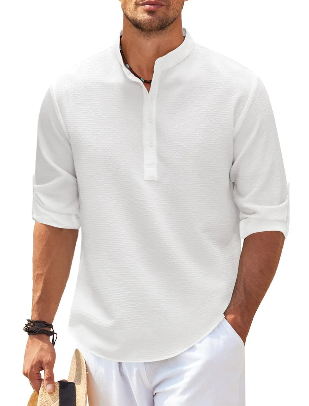 Michael - Legeres Sommerhemd ohne Kragen - Sommer-Chic - Image 7