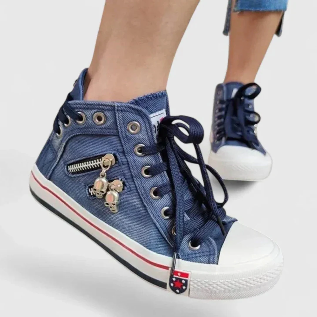 Michaela | Damen Denim Hochgeschnittene Sneakers - Image 2