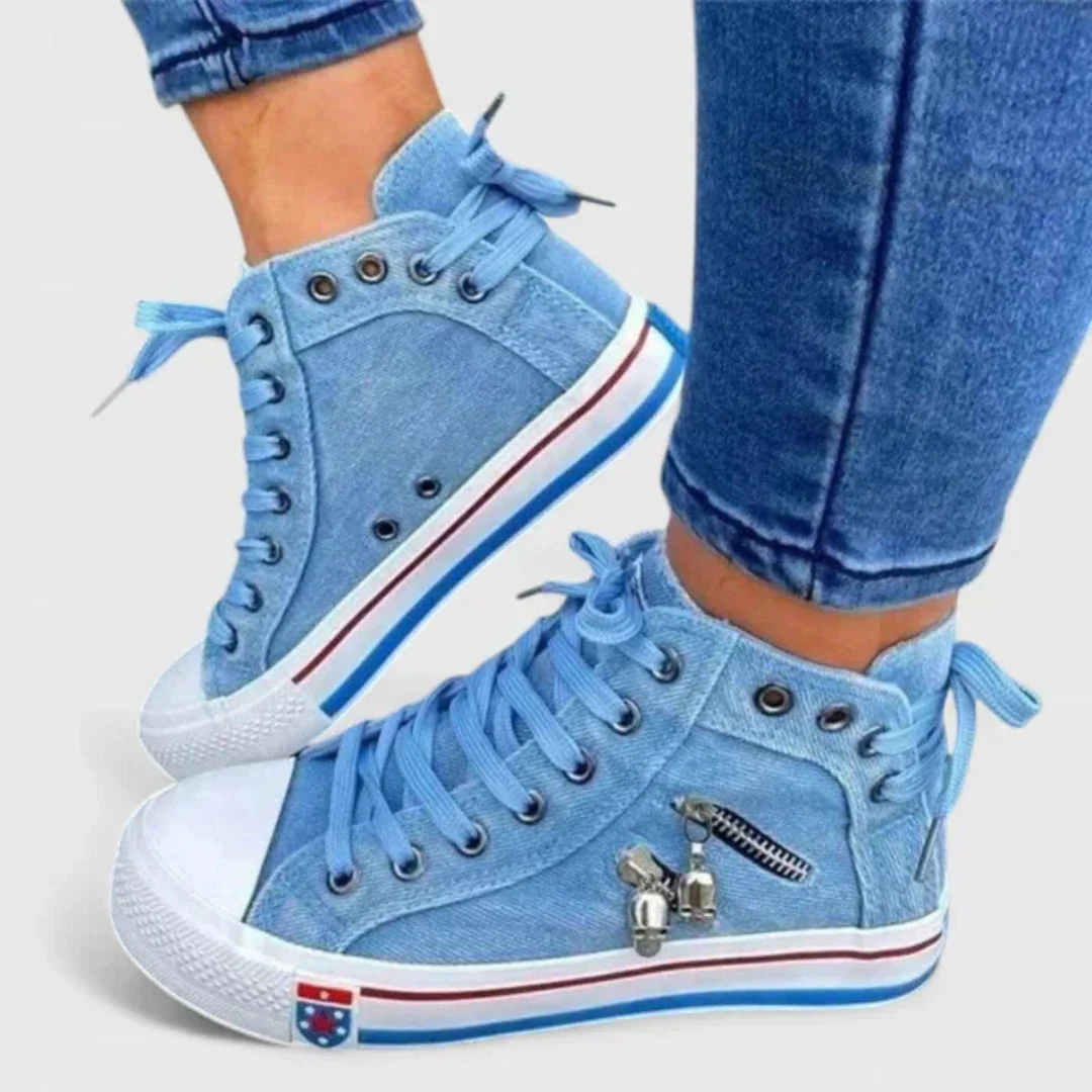 Michaela | Damen Denim Hochgeschnittene Sneakers - Image 3