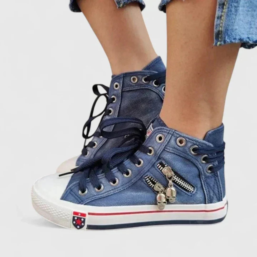 Michaela | Damen Denim Hochgeschnittene Sneakers - Image 4