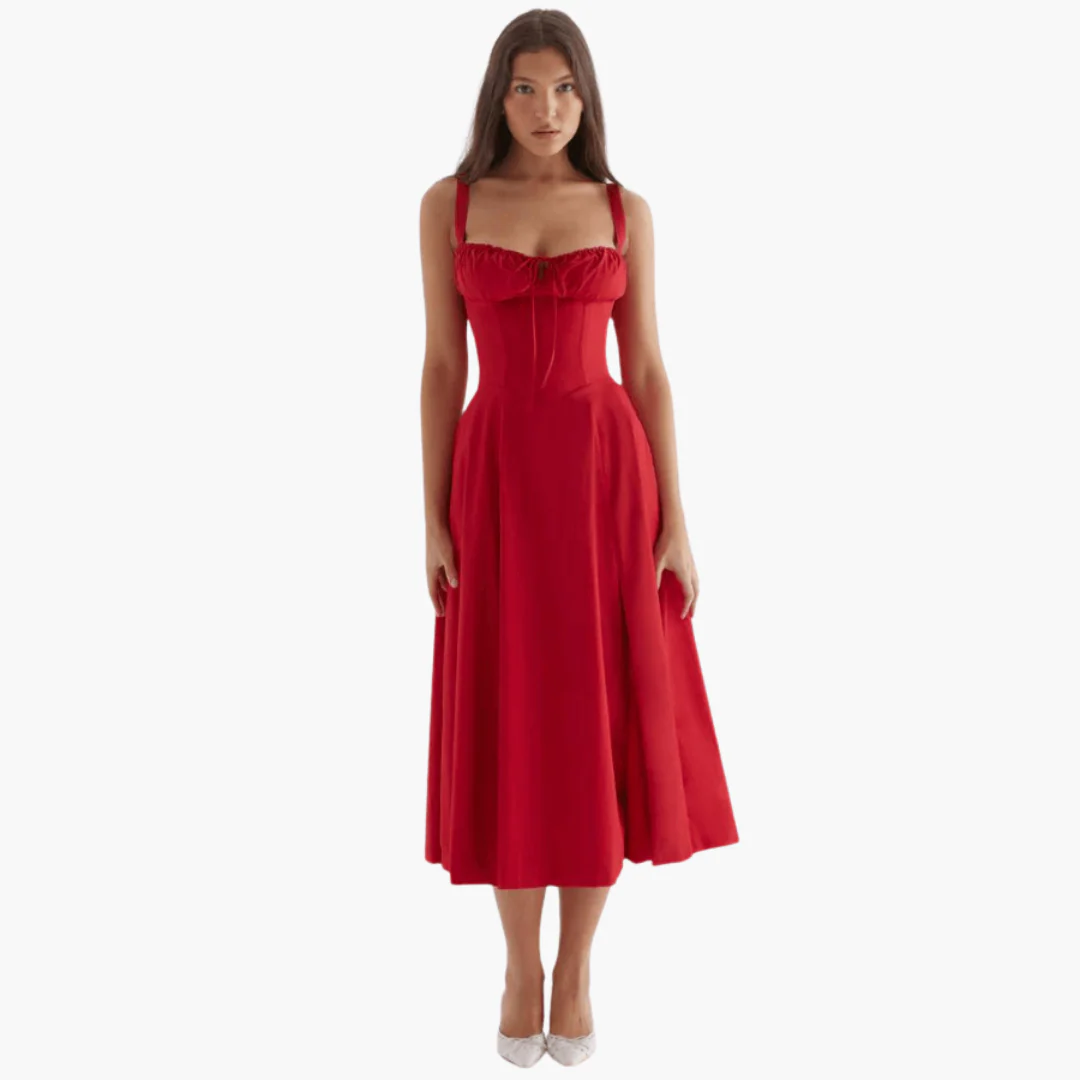 Midi Corsage Sommerkleid für Frauen - Blumenmuster Elegant - Image 2